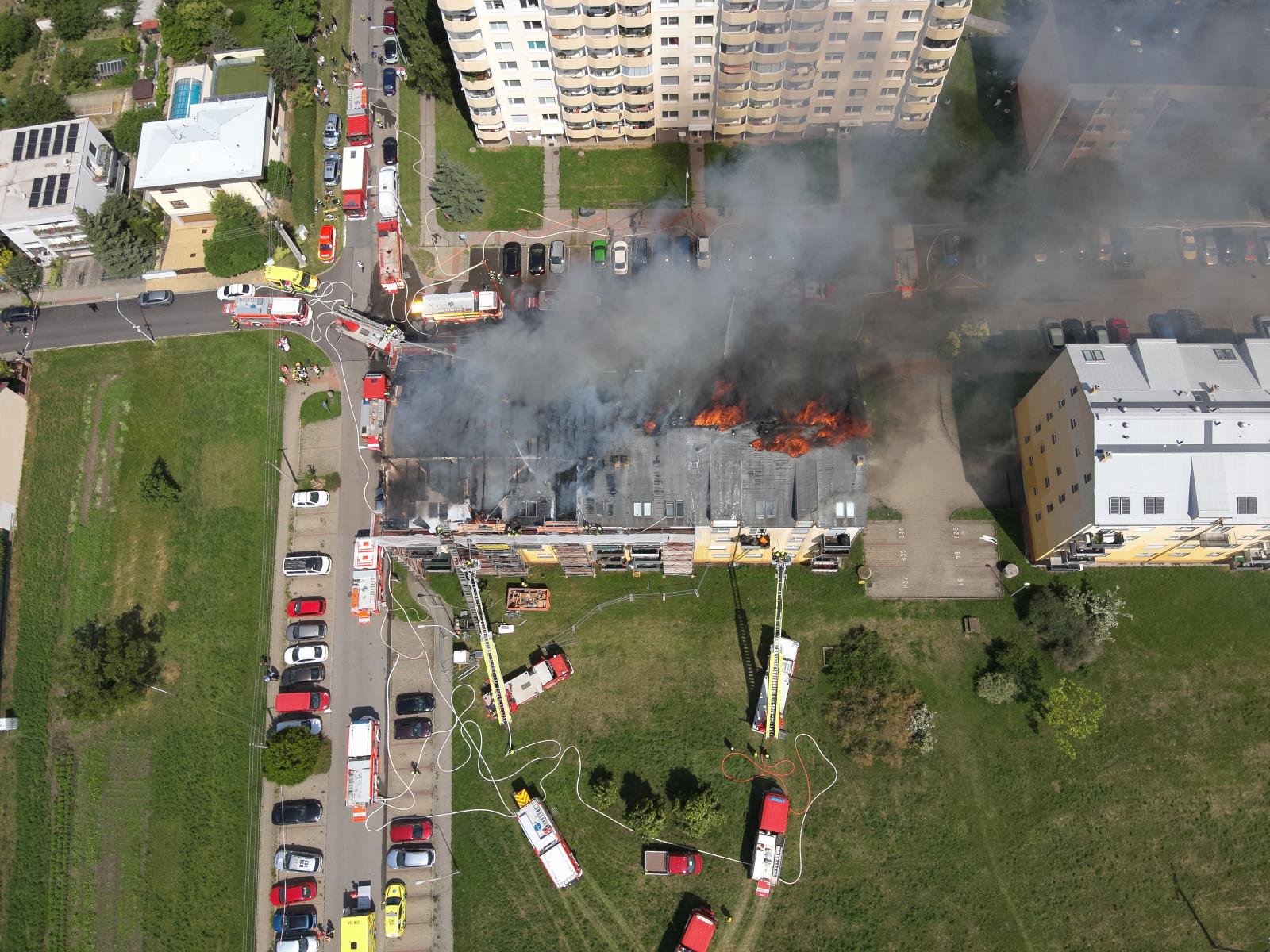 Situační pohled na místo zásahu z dronu