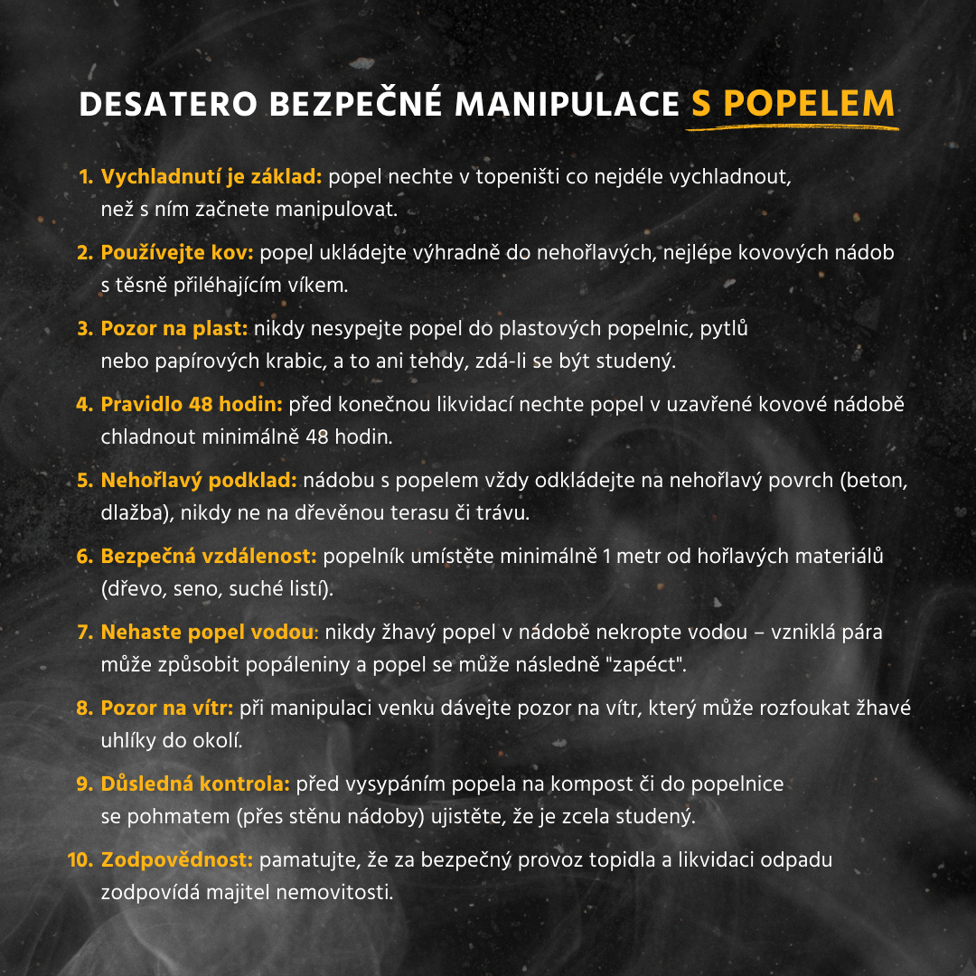 Desatero bezpečné manipulace s popelem