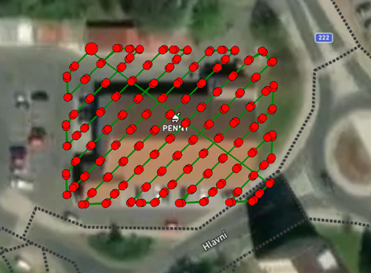 Obr. 7 Plánovaný let nad Penny
