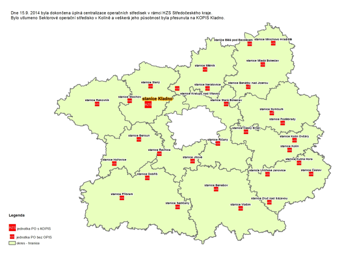 Působnost operačního střediska HZS Středočeského kraje