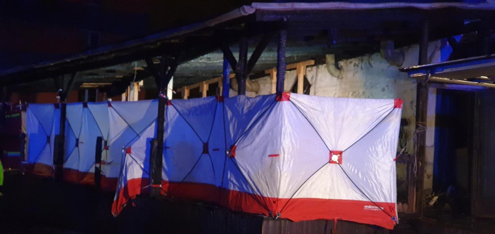 Požár restaurace U Kojota v Mostě