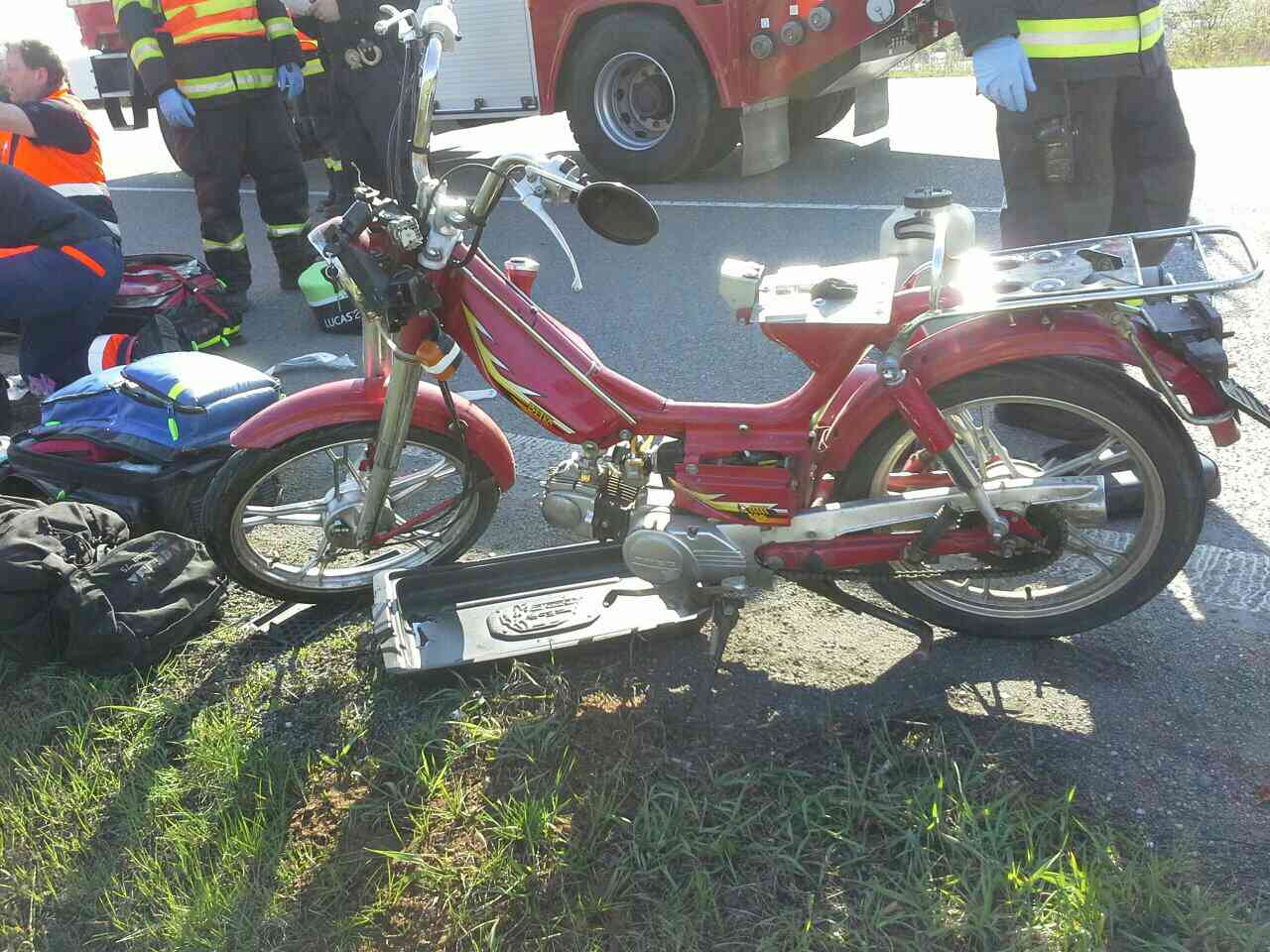 nehoda motocykl a nákladní vozidlo Horní Moštěnice
