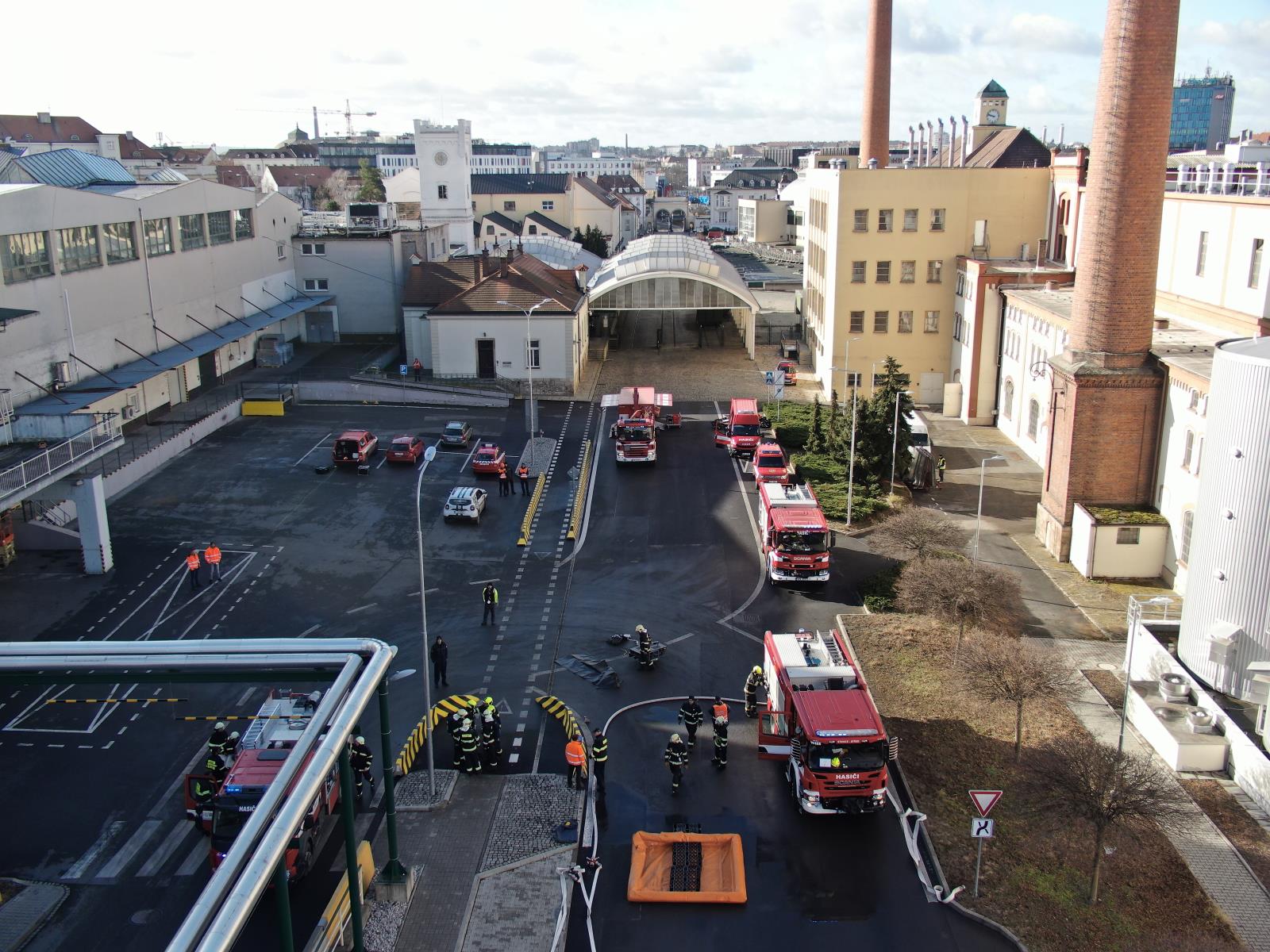 prověřovací cvičení na únik čpavku v Plzeňském Prazdroji (3).JPG