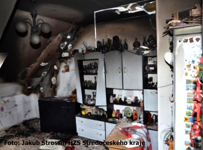 Požár bytu ve Stochově