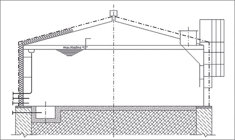 Obr, 4 Zemní vodojem - řez