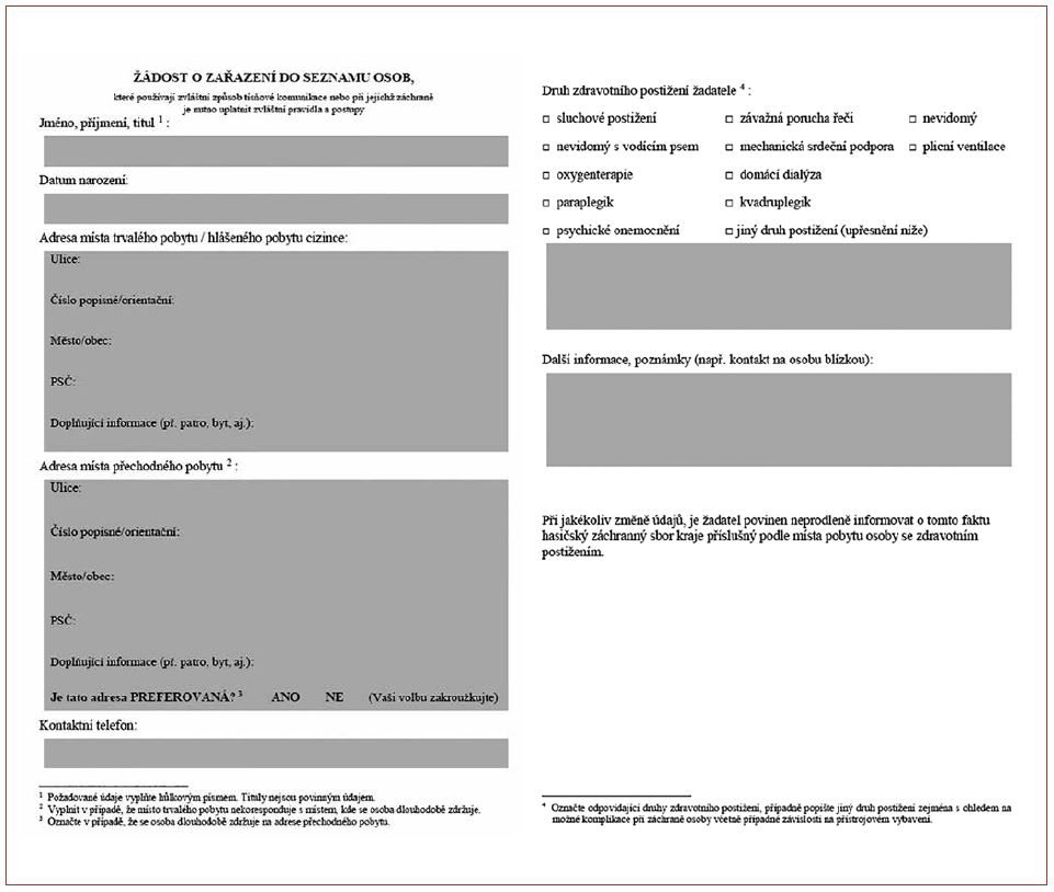 Vzor žádosti o zařazení do seznamu osob HZS krajů