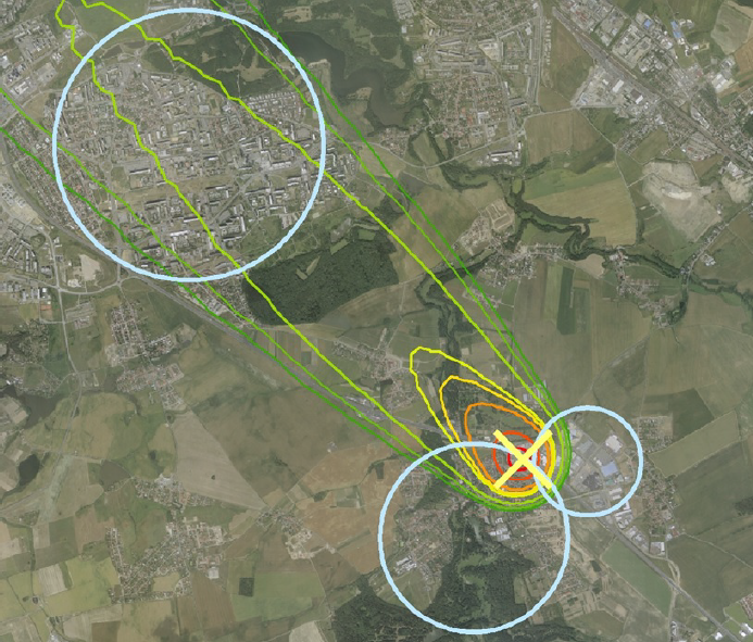 Model_směr větru při úniku nebezpečných látek.png