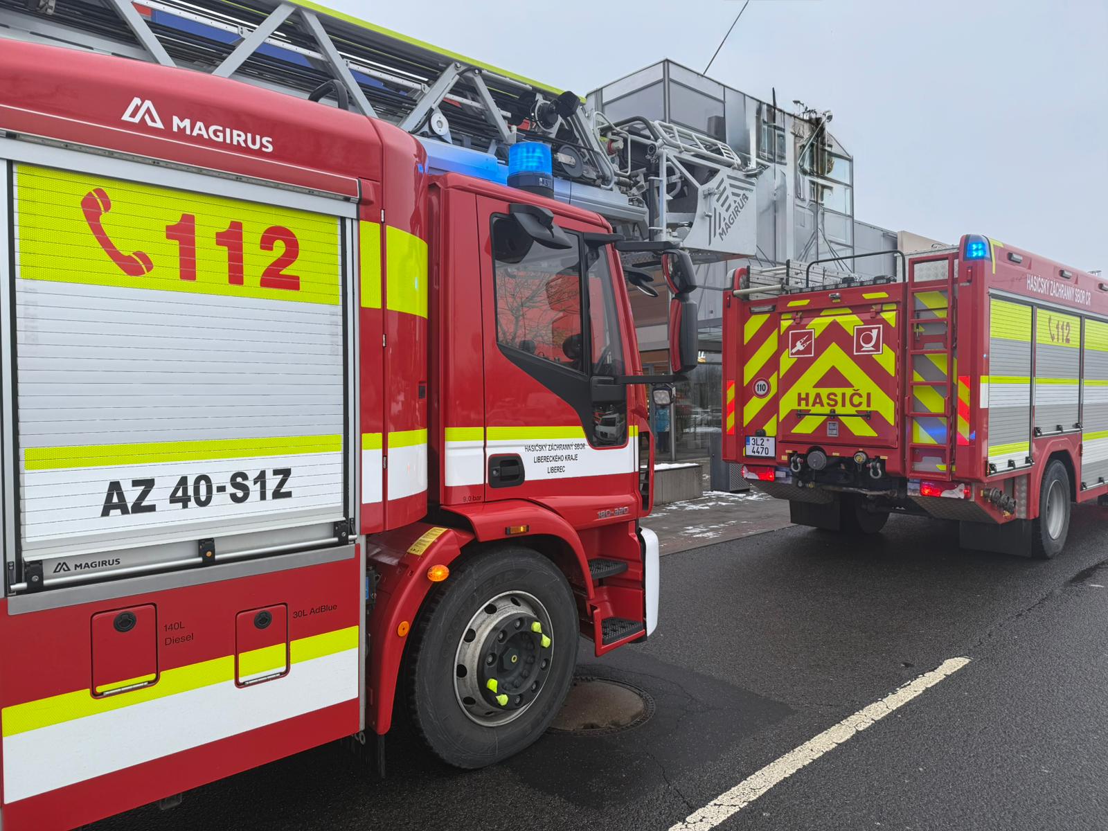 Požár v obchodním centru v libereckém Růžodole, 2. února 2026