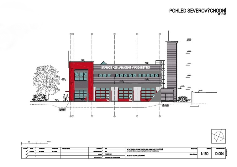 Vizualizace projektu hasičské stanice Jablonné v Podještědí