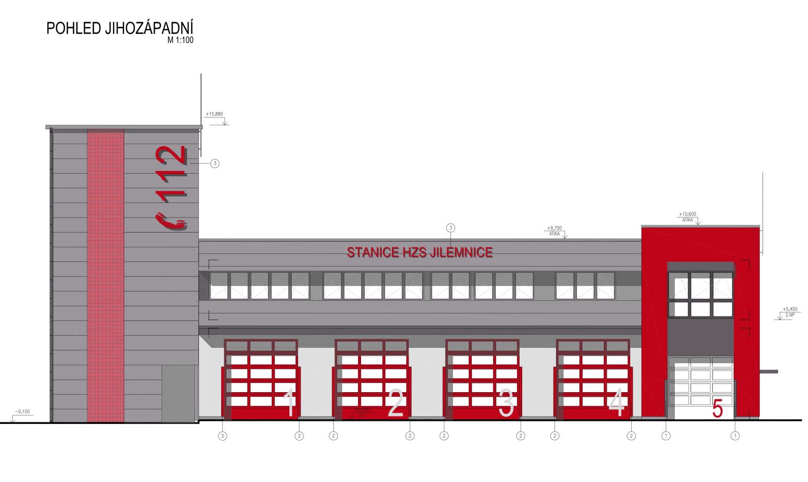 Vizualizace projektu hasičské stanice Jilemnice