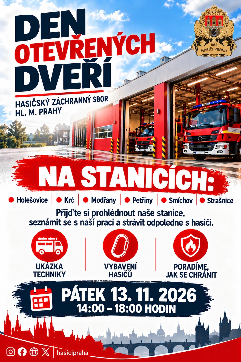 Den otevřených dveří na vybraných hasičských stanicích v Praze