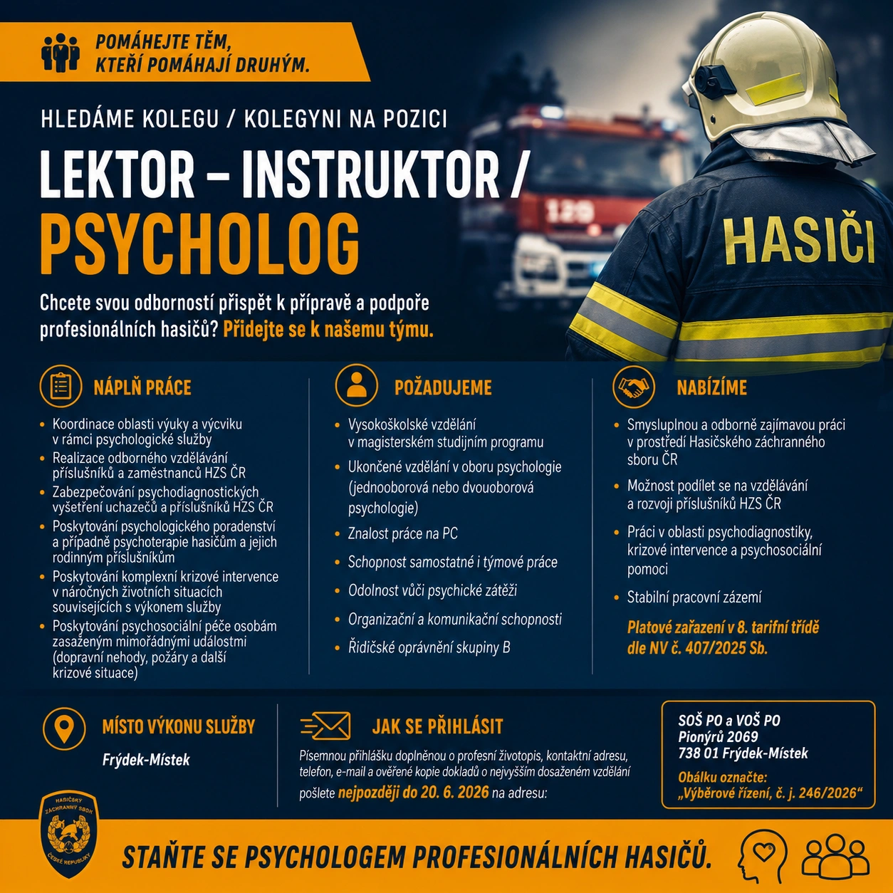 SOŠ PO a VOŠ PO hledá lektora-instruktora/psychologa do Frýdku-Místku